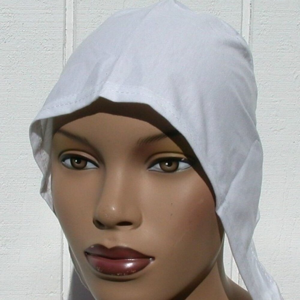 White Cotton Tie Back Bonnet
